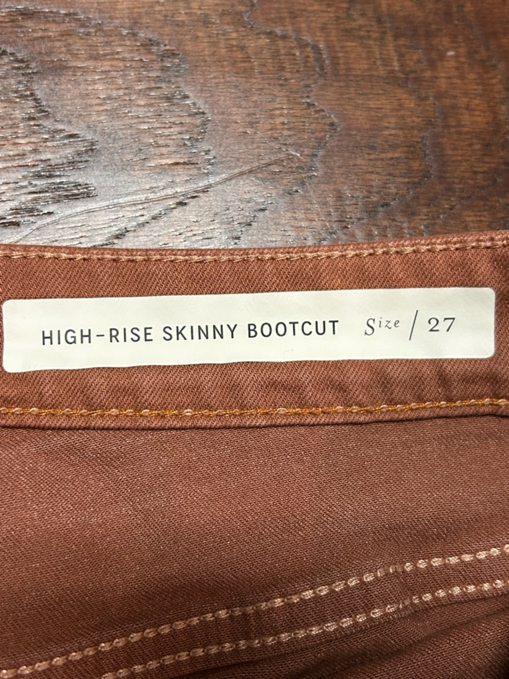 Pilcro Anthropologie High Rise Bootcut Jeans Rust Brown Size 27 Patch Pocket - Picture 7 of 9